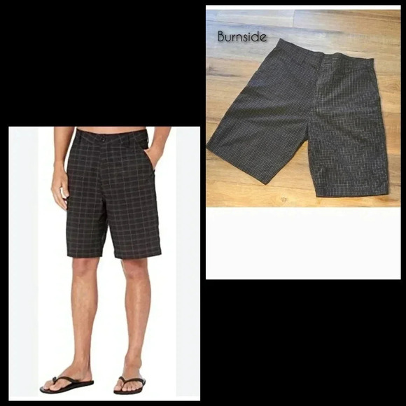 Men's Black Checkered Shorts 34" - Picture 1 of 7